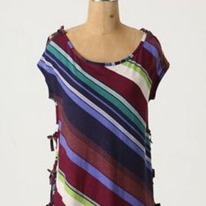 Anthro Side-Tie Striped Top Size Small